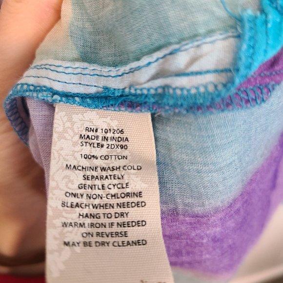 Soft Surroundings Blouse Tunic Top Painterly Plaid Shirt Multicolor Womens M - Picture 8 of 9